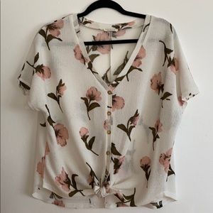 Miss Love Tie Front Blouse